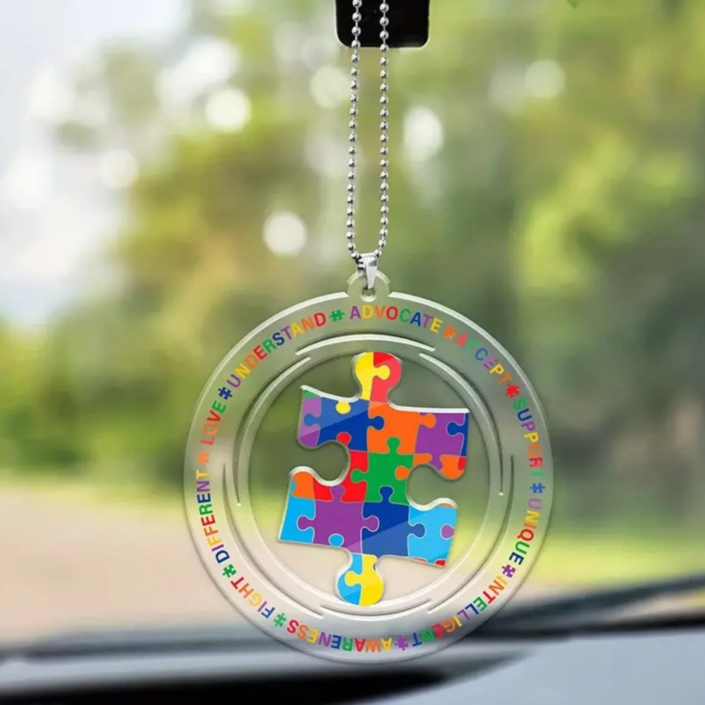 NEW| 1pc Colorful Acrylic Autism Awareness Puzzle Hanging Ornament